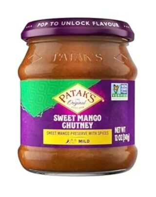 Jar of Patak's Sweet Mango Chutney with a vibrant label