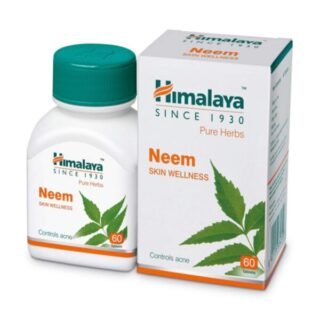 Himalaya Neem Tablets in a bottle, promoting skin health and wellness.