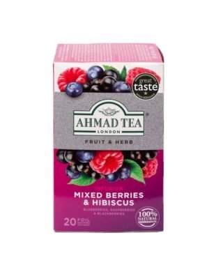 Box of Ahmad Tea's Fruit and Herb Tea infused with mixed berries and hibiscus