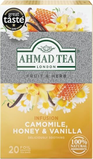 Box of Ahmad Tea's Fruit and Herb Tea with Camomile, Honey, and Vanilla