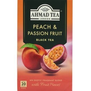 Peach and passion fruit black tea from Ahmad Tea in foil packaging