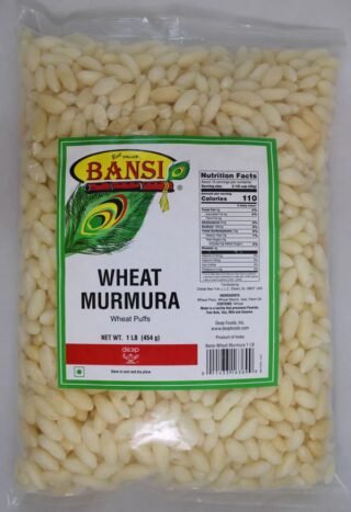 1lb pack of Bansi Wheat Murmura, a healthy puffed rice snack