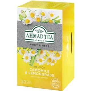 20 tea bags of Ahmad Tea's Camomile and Lemongrass herbal infusion