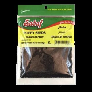 Sadaf Poppy Seeds in a 57g package, ideal for cooking and baking.