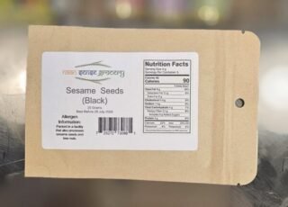 Organic black sesame seeds in a 25g package from Naan Sense Grocery