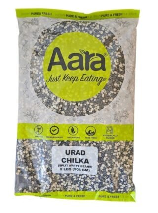 Aara Urad Chilka Dal Split 2 lb pack, nutritious and high in protein.