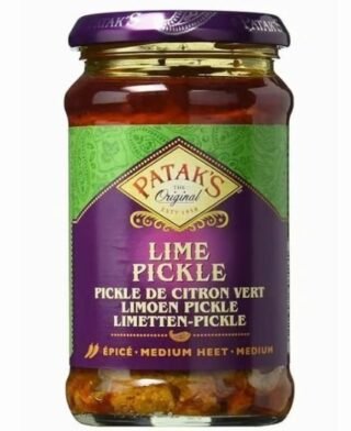Patak Lime Pickle Mild 9 Oz jar with a tangy flavor for spicing up meals