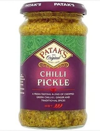 Patak's Hot Chilli Pickle jar, 280Gm, featuring traditional Indian spices.